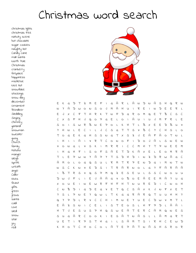 Christmas Word Search - Wordmint with Christmas Word Search Big