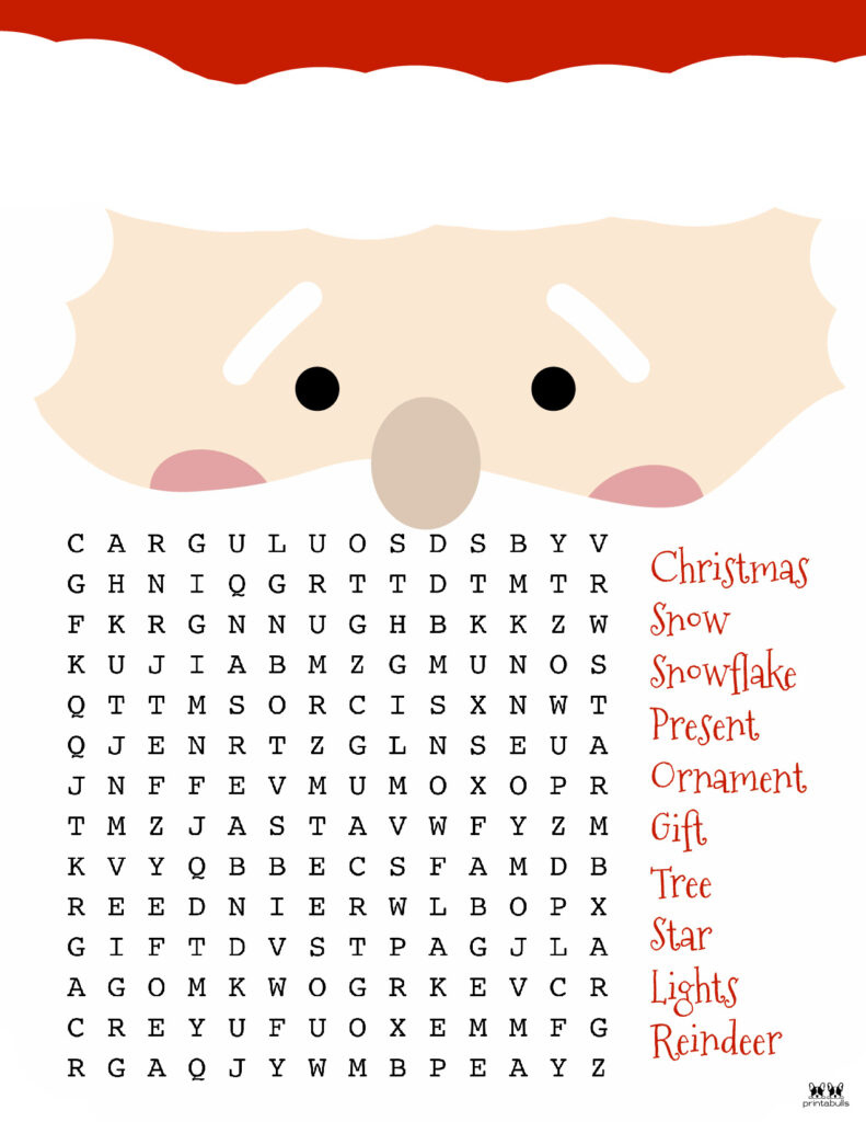 Christmas Word Searches - 25 Free Printables | Printabulls in Large Print Word Search Christmas