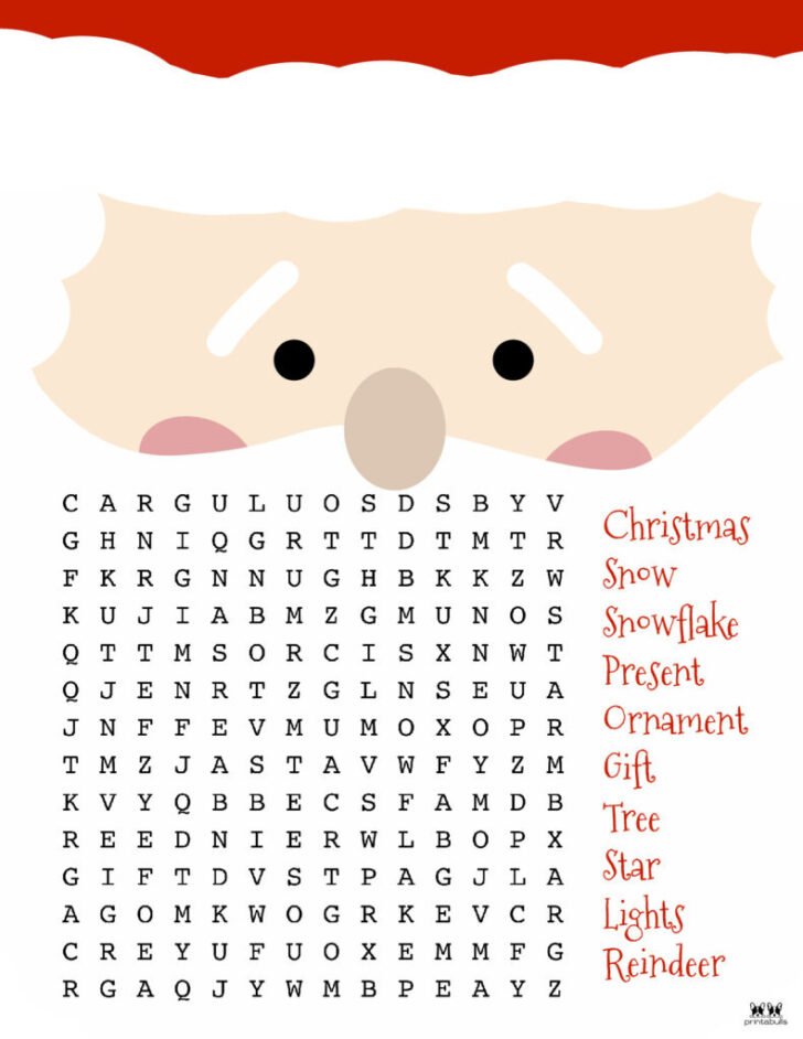 Large Print Word Search Printable Christmas