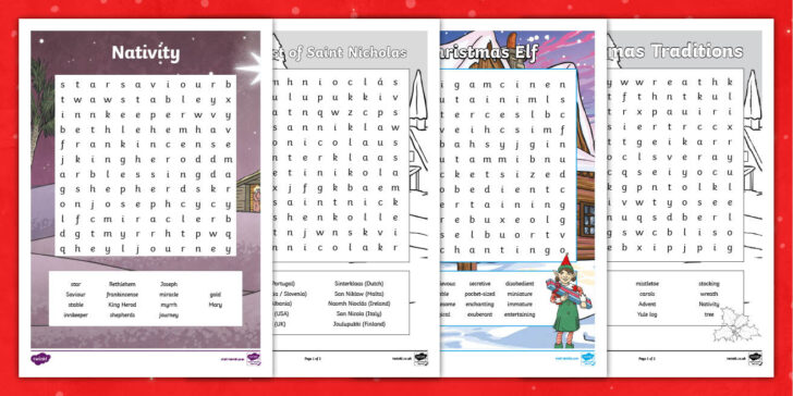 KS1 Christmas Word Search