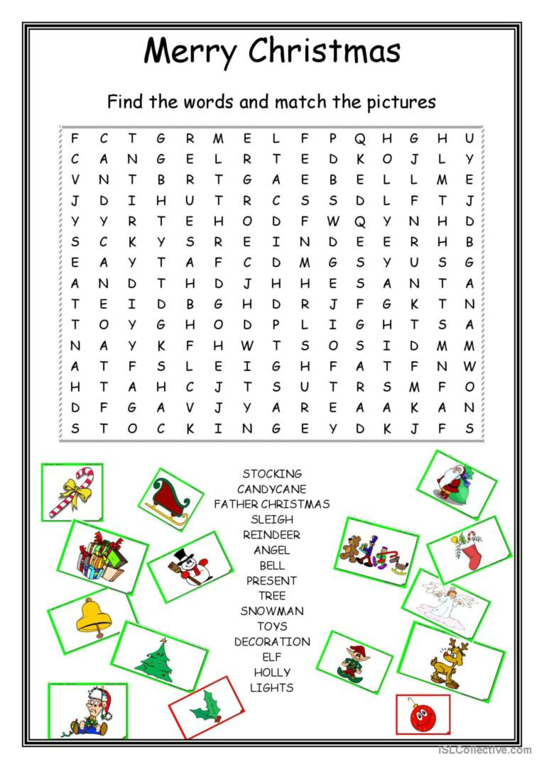 Christmas Wordsearch: English Esl Worksheets Pdf &amp;amp; Doc within Esl Christmas Word Search