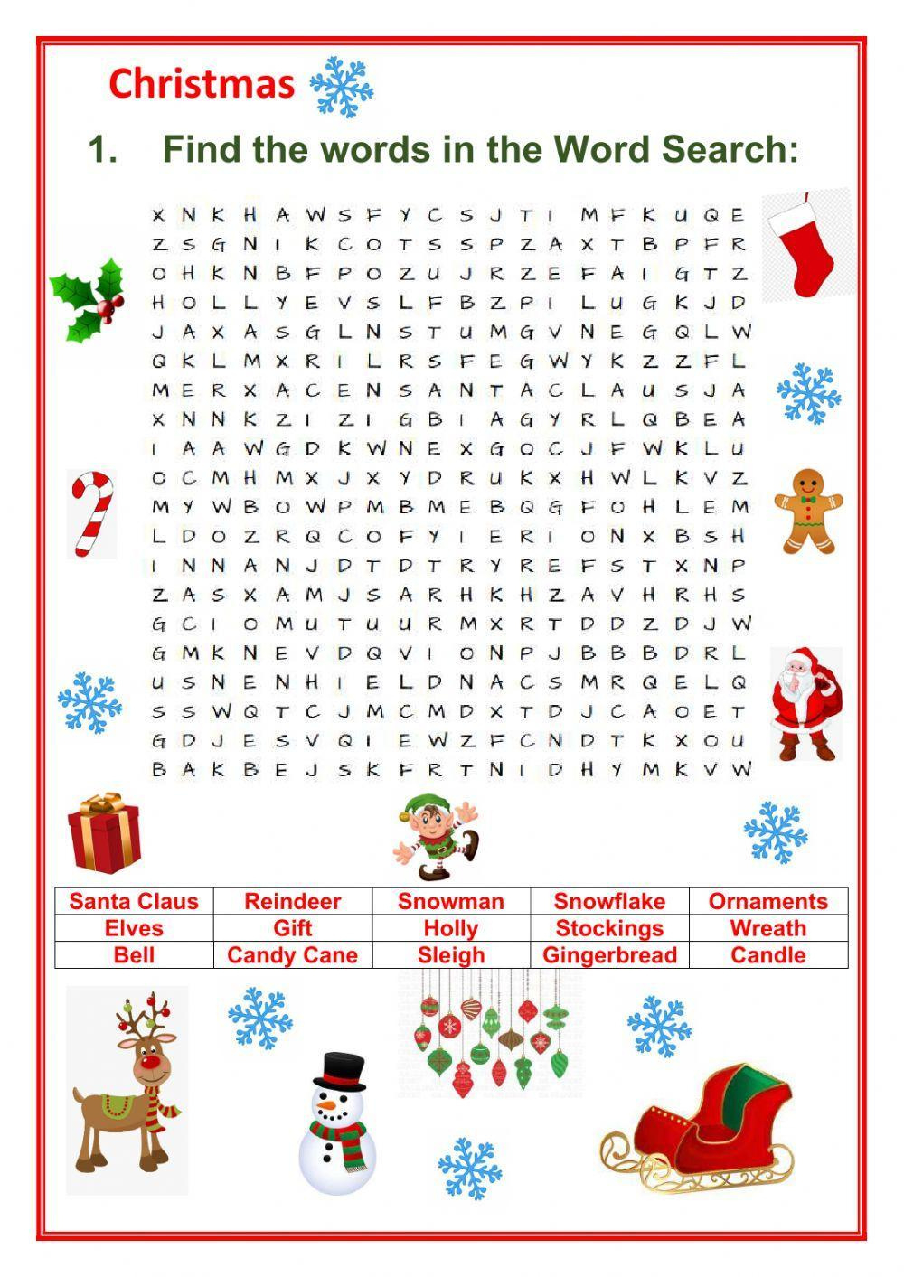 Christmas Wordsearch Online Exercise - Worksheets Library pertaining to Christmas Word Searches Online