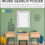 December Word Search Poster Puzzle Pertaining To Poster Size Christmas Word Search