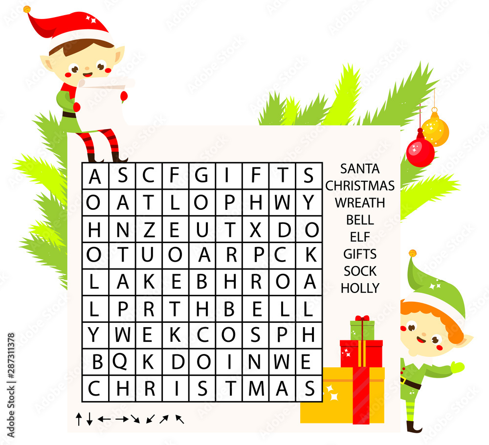 Educational Game For Children. Christmas Word Search Puzzle Kids throughout Christmas and New Year Word Search