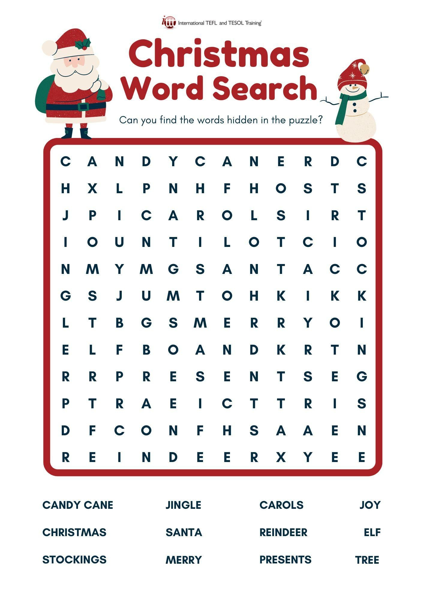 Esl Christmas Word Search | ✔️ ✔️ ✔️ Ittt regarding Esl Christmas Word Search
