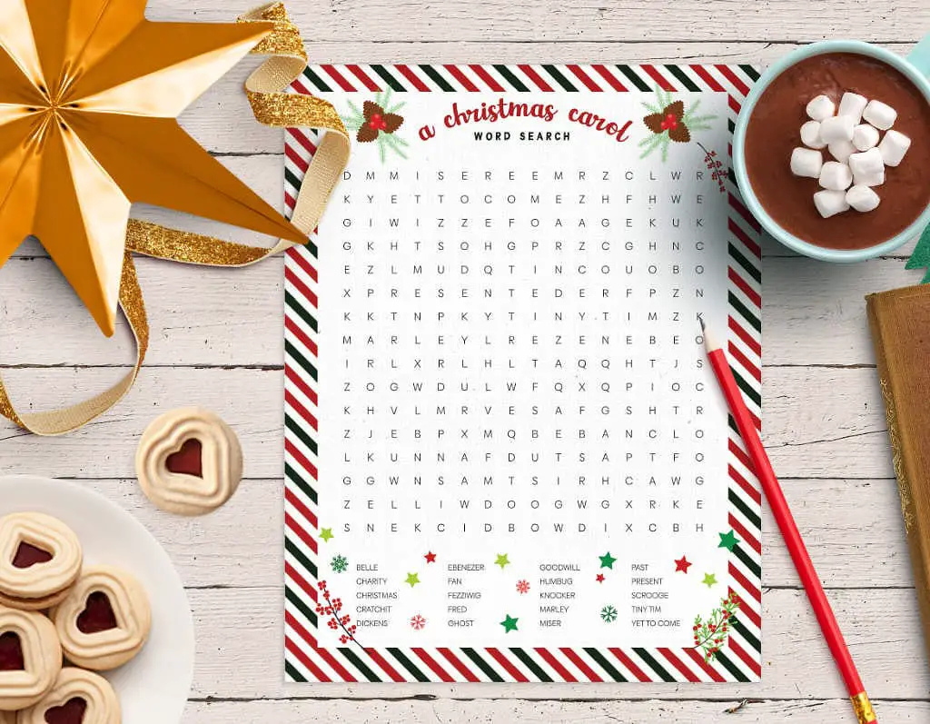 Free A Christmas Carol Word Search With Answers - The Party Bloc in A Christmas Carol Word Search 1