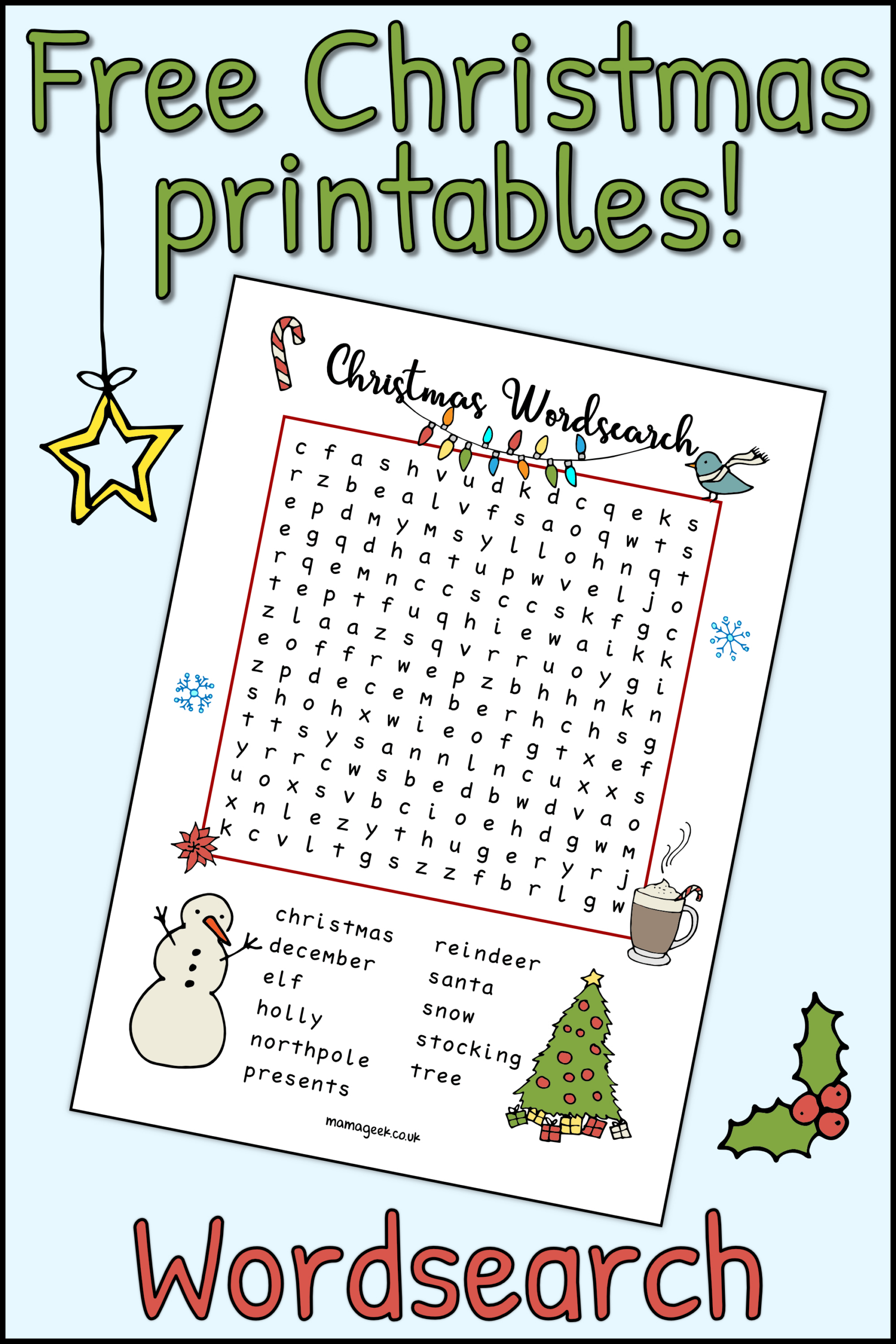Free Christmas Printables – Wordsearch | Mama Geek inside Christmas Word Search Uk