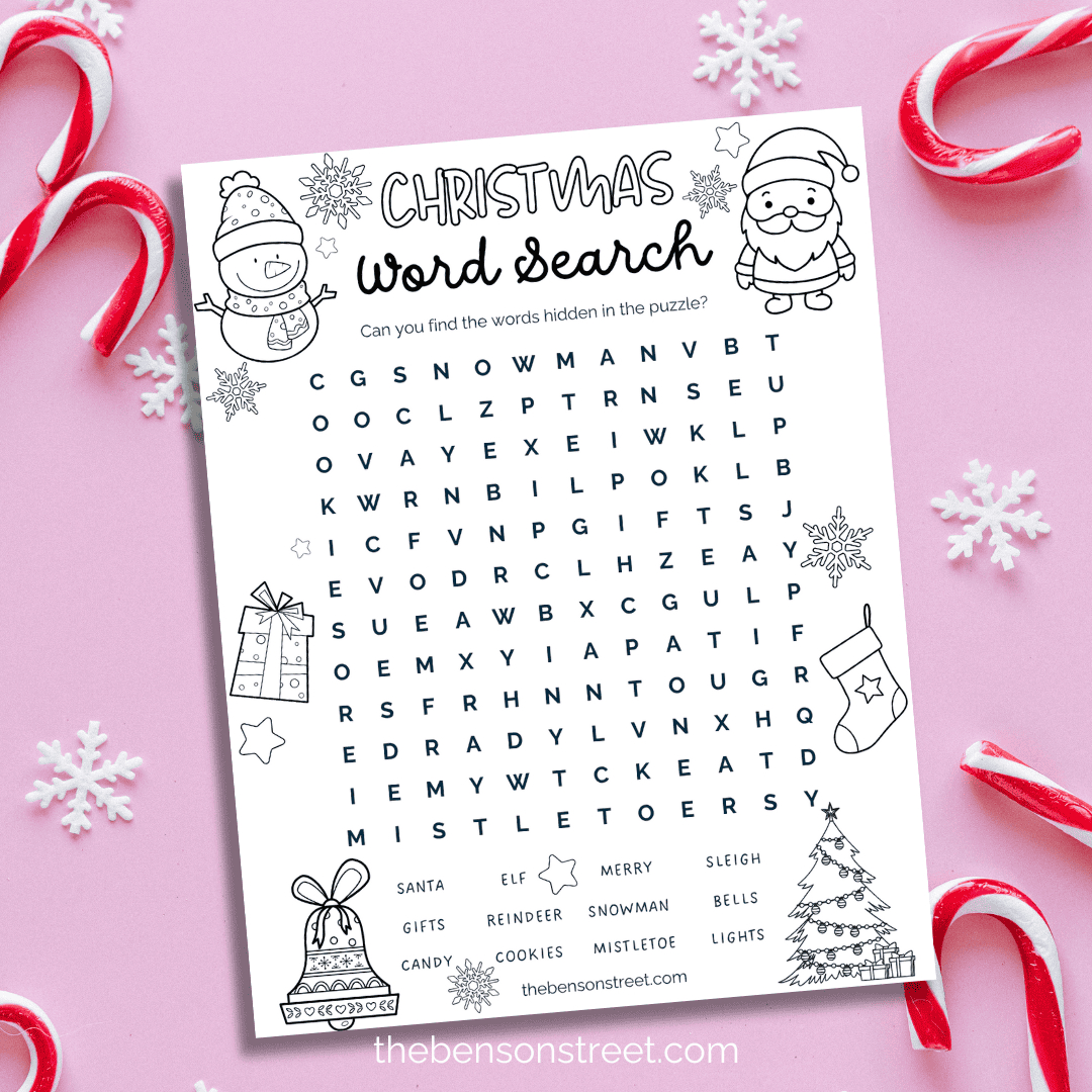 Free Christmas Word Search Printable For Kids Coloring Page within A Christmas Element Word Search Answer Key