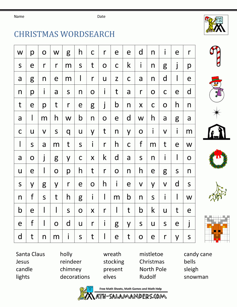 Free Christmas Worksheets For Kids with regard to Christmas Maths Word Search