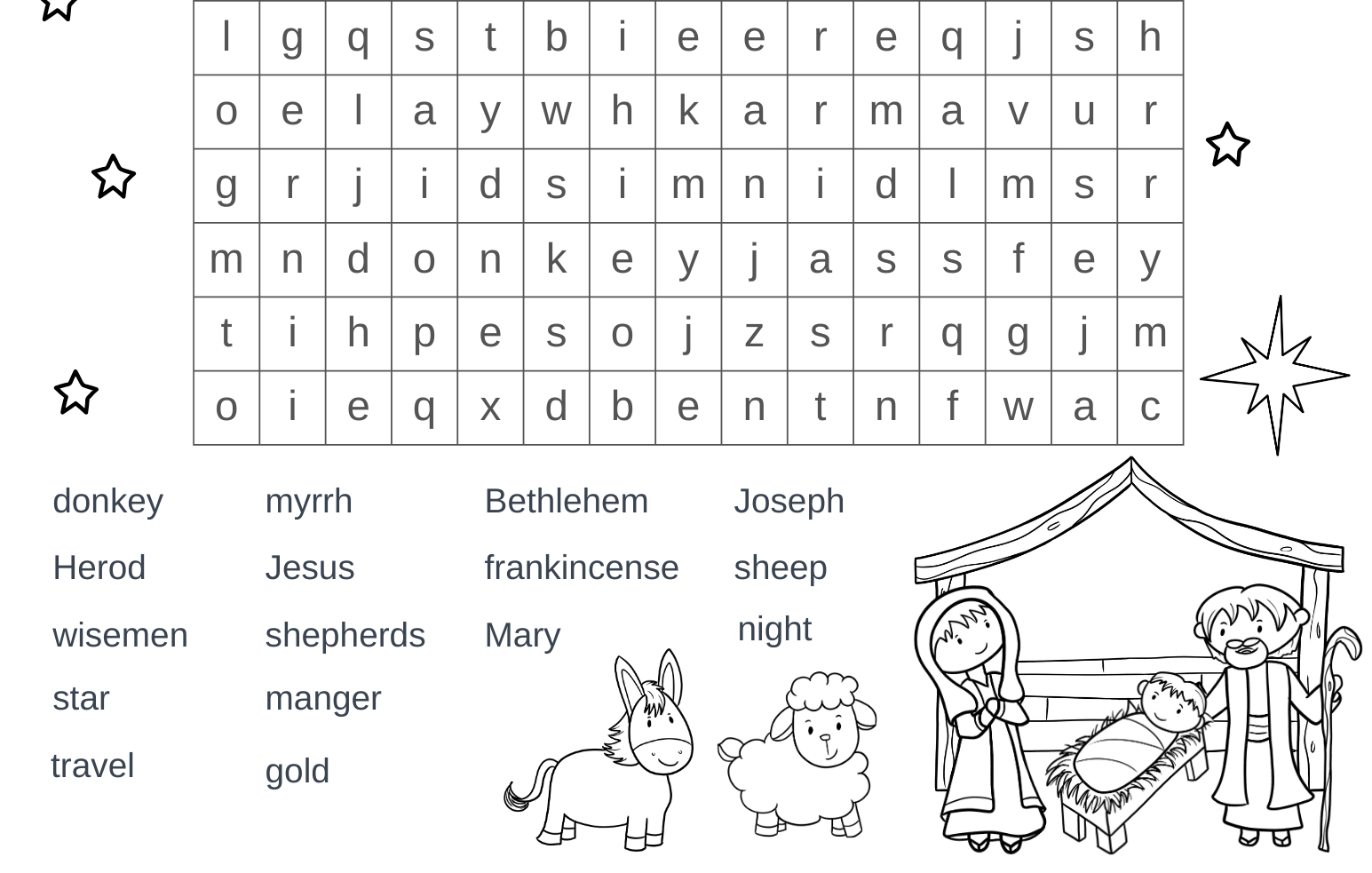 Free Printable Christmas Nativity Word Search - Out Upon The Waters inside Bible Christmas Story Word Search