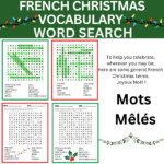 French Christmas Word Search.mots Cachés Français Sur Noël Inside French Christmas Word Search