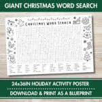 Giant Christmas Word Search Poster: Family Holiday Activity In Giant Christmas Word Search Poster