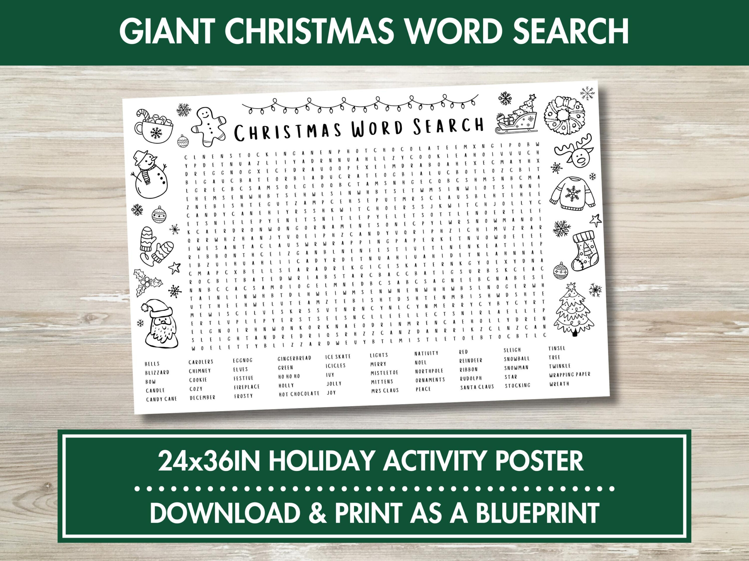 Giant Christmas Word Search Poster: Family Holiday Activity in Giant Christmas Word Search Poster
