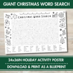 Giant Christmas Word Search Poster: Family Holiday Activity Throughout Christmas Word Search Poster