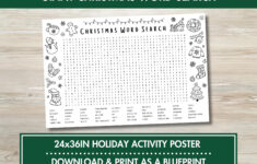 Giant Christmas Word Search Poster: Family Holiday Activity throughout Christmas Word Search Poster