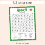 Grinch Christmas Word Search: Fun Holiday Activity (Pdf)   Etsy Regarding Word Search Grinch Christmas