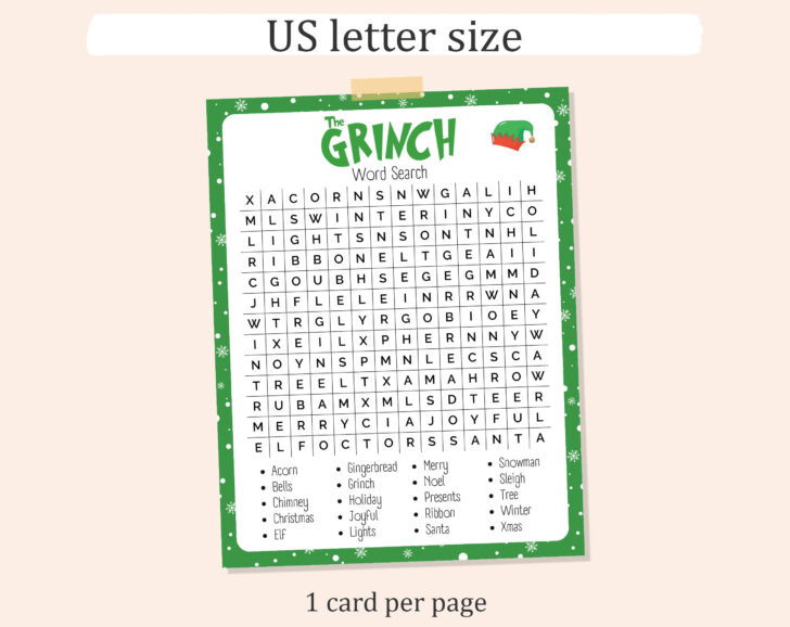 Word Search Grinch Christmas Word Search Grinch Christmas