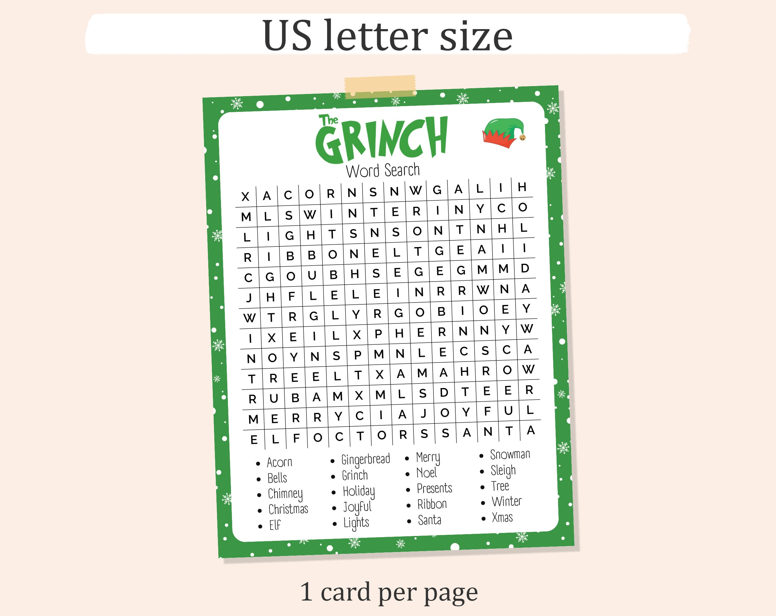 Grinch Christmas Word Search: Fun Holiday Activity (Pdf) - Etsy regarding Word Search Grinch Christmas