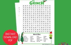 Grinch Word Search | How The Grinch Stole Christmas | Christmas for How the Grinch Stole Christmas Word Search