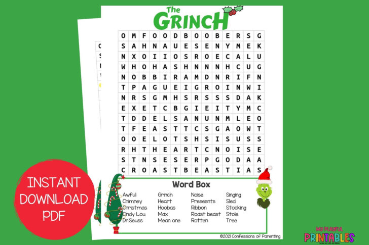 Grinch Christmas Word Search