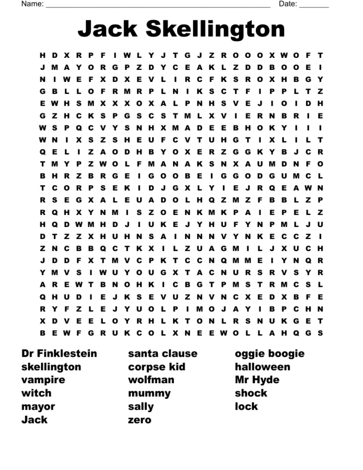 Nightmare Before Christmas Word Search Printable Nightmare Before Christmas Word Search Printable