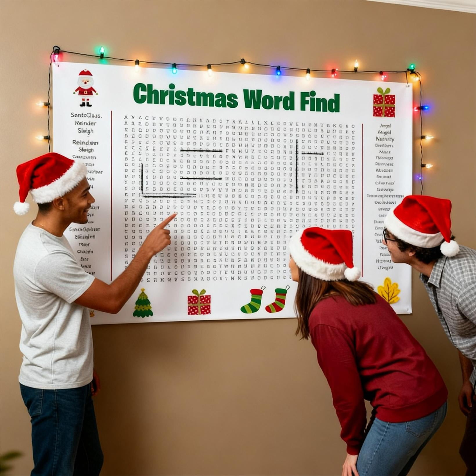 Jumbo Christmas Word Search Poster – Giant 35.43&amp;quot;X23.62&amp;quot; Wall Game in Poster Size Christmas Word Search
