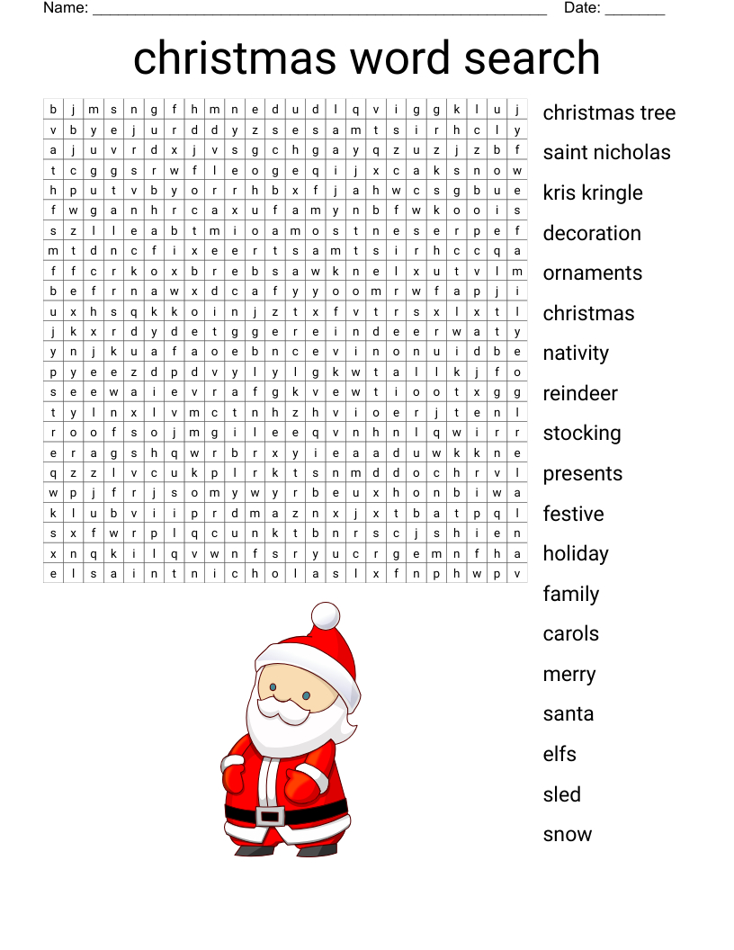 Merry Christmas Word Search - Wordmint with Italian Christmas Word Search