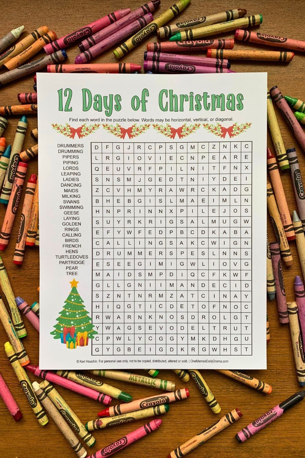 Printable 12 Days Of Christmas Word Search with 12 Days of Christmas Word Search Puzzle