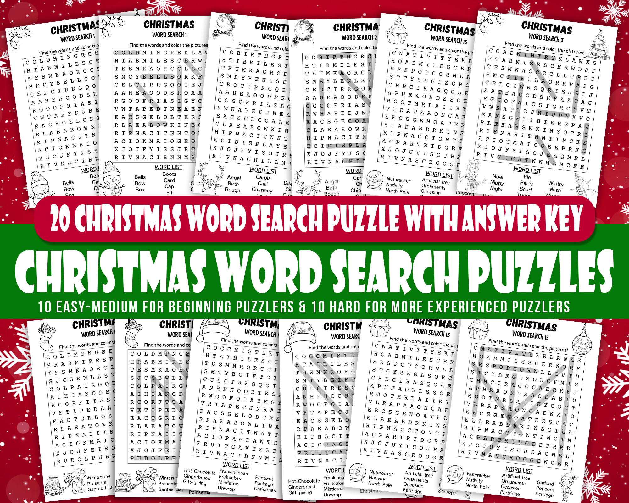 Printable 20 Christmas Word Search Puzzle For Kids, Pdf Fun throughout Christmas Party Word Search Answer Key