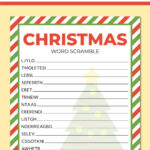 Printable Christmas Word Scramble   Chevron Lemon With Regard To Christmas Word Search Scramble Word List