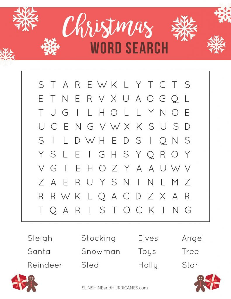 Printable Christmas Word Search - A Fun Holiday Activity For Kids throughout Christmas Word Search For 5 Year Olds
