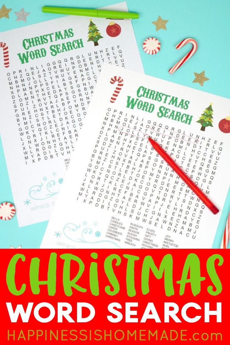 Printable Christmas Word Search For Kids & Adults - Happiness Is for Happiness Is Homemade Christmas Word Search Answers