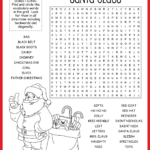Santa Claus Word Search With Christmas Santa Word Search