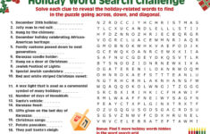 Share A Holiday Word Search-Puzzle With Your Older Child regarding Christmas Challenge Word Search Answers