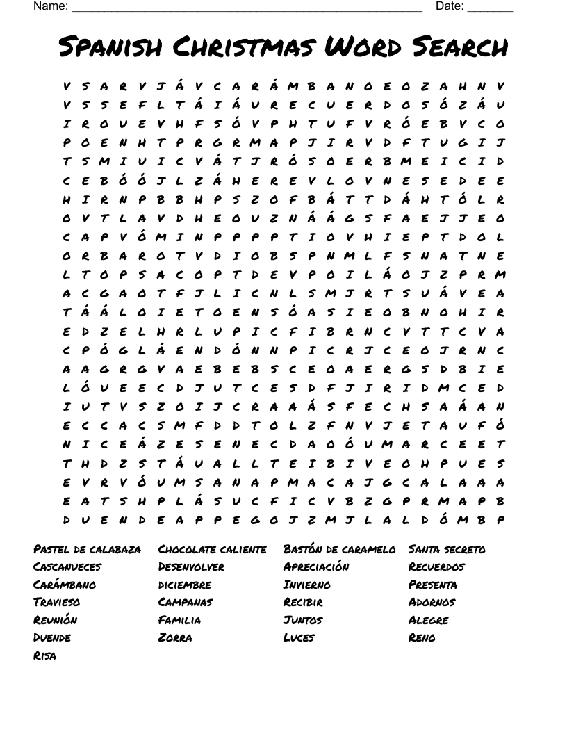 Spanish Christmas Word Search - Wordmint with regard to Free Printable Spanish Christmas Word Search