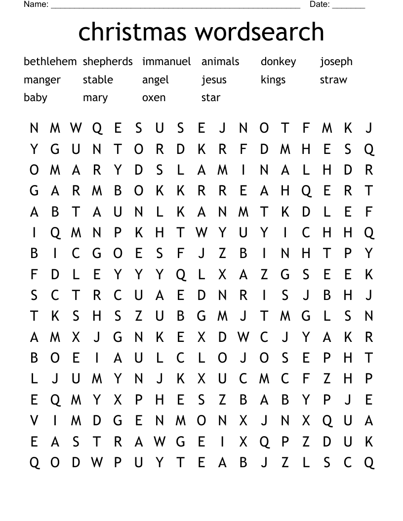 The Angel Gabriel Speaks To Mary Word Search - Wordmint regarding Dltk Christmas Word Search