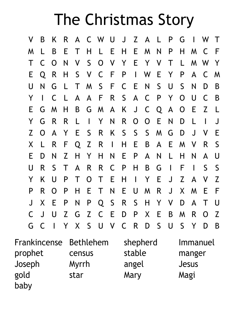 The Christmas Story Word Search - Wordmint throughout Christmas Story Word Search Printable