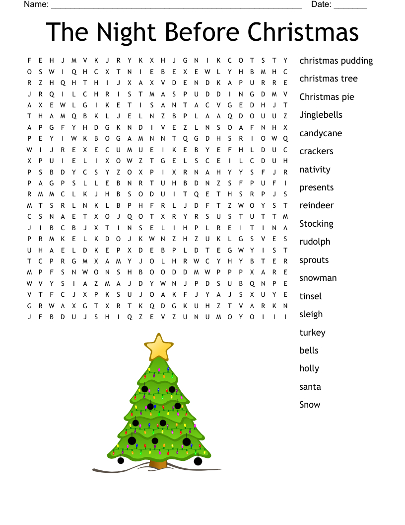 The Night Before Christmas Word Search - Wordmint regarding The Night Before Christmas Word Search
