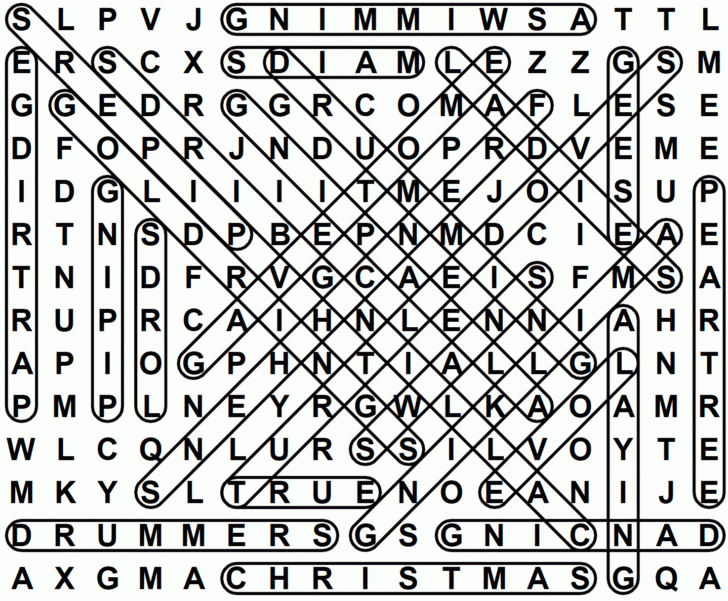Twelve Days of Christmas Word Search