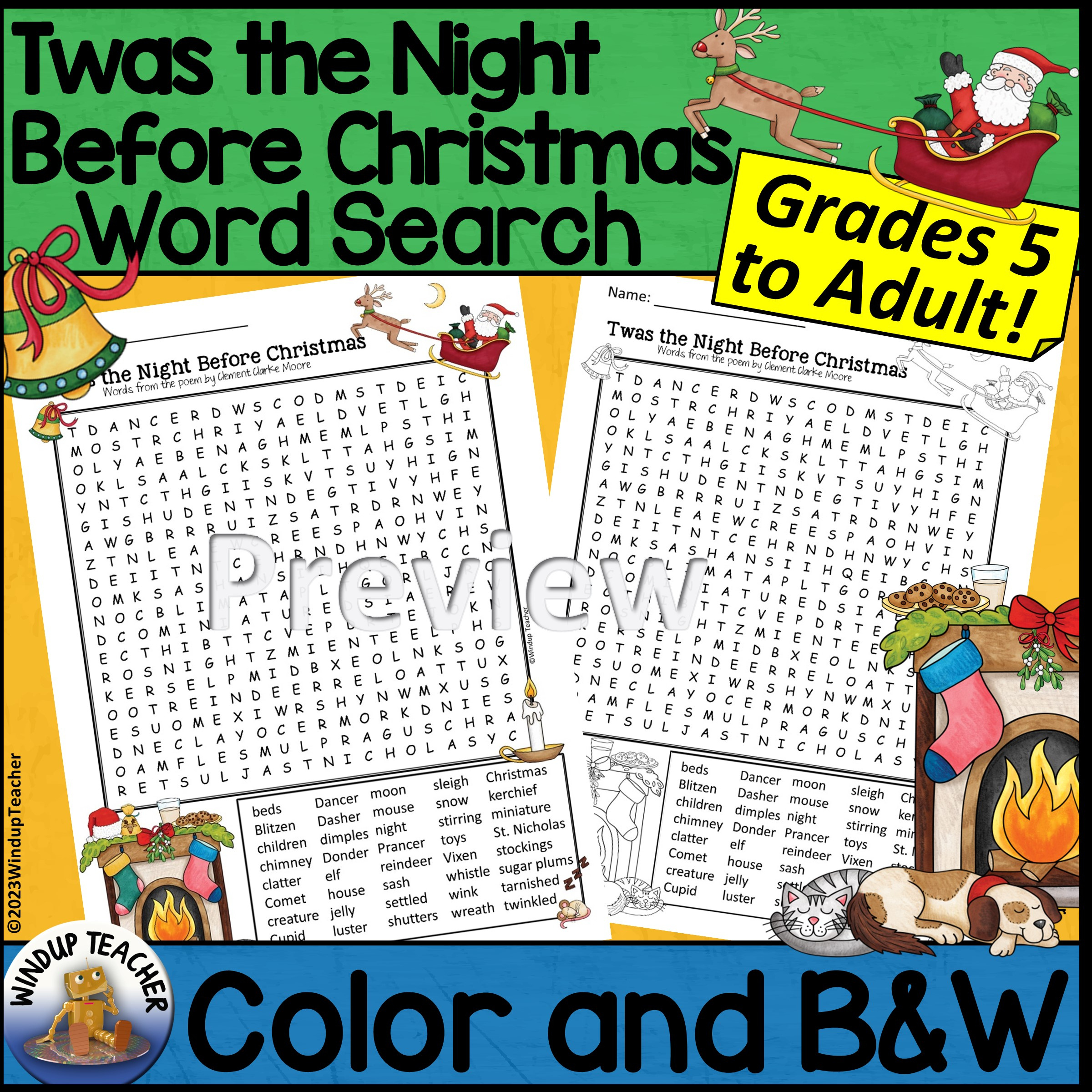 Twas The Night Before Christmas Word Search - Hard For Grades 5 To with regard to Twas the Night Before Christmas Word Search