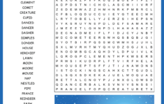Twas The Night Before Christmas Word Search in Middle School Christmas Word Search
