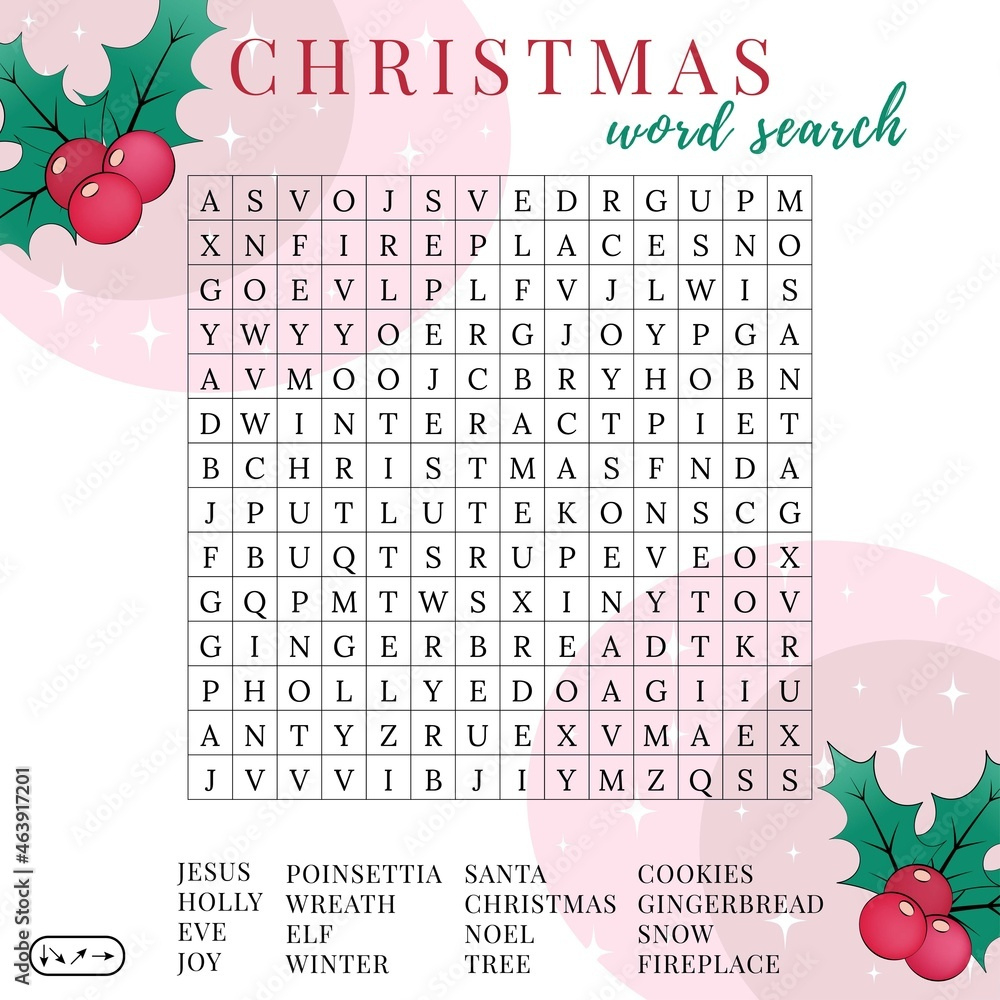 Vettoriale Stock Di Christmas Word Search Puzzle. Fun Colorful in Word Search Christmas Games