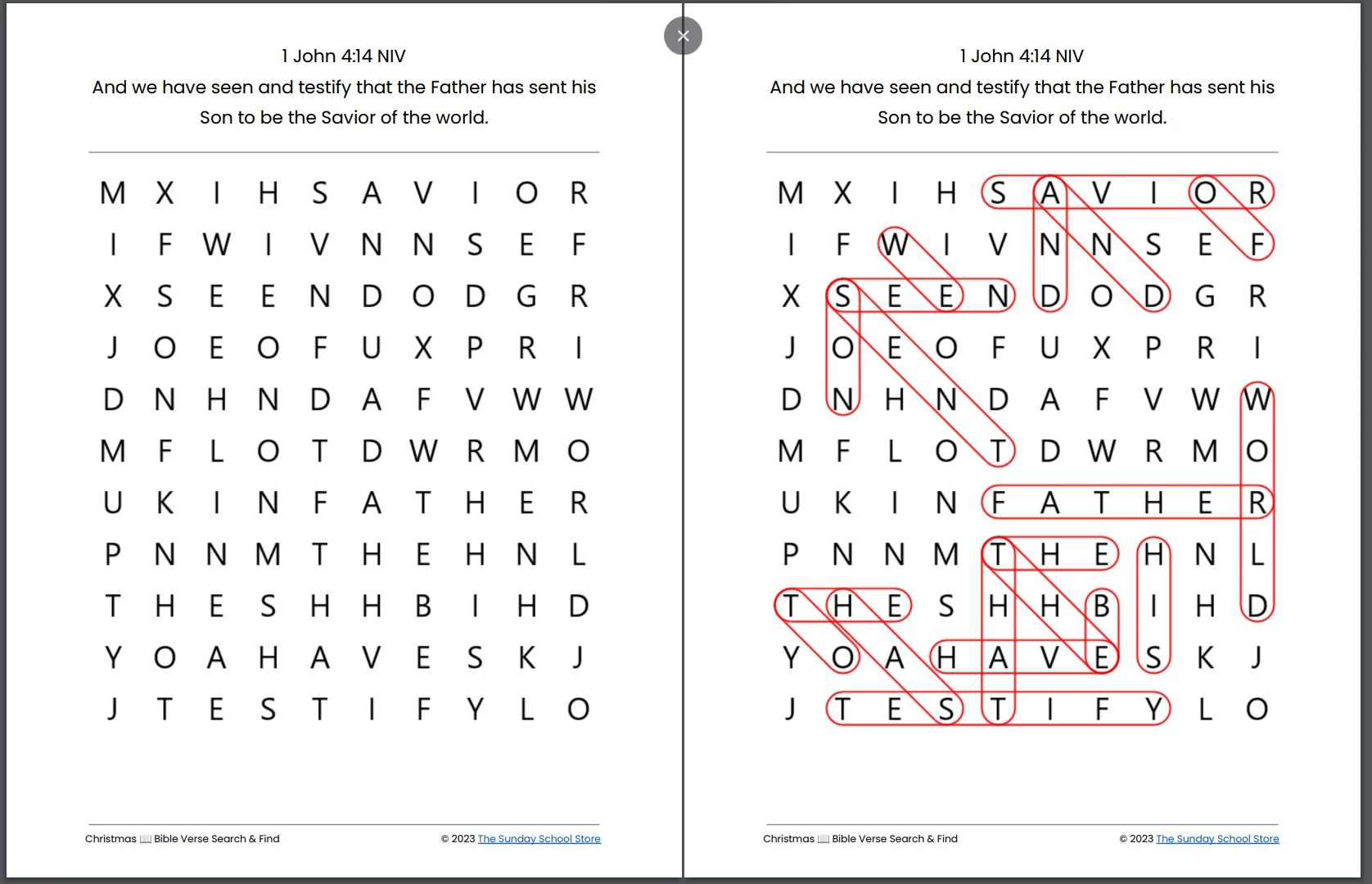 bible christmas word search