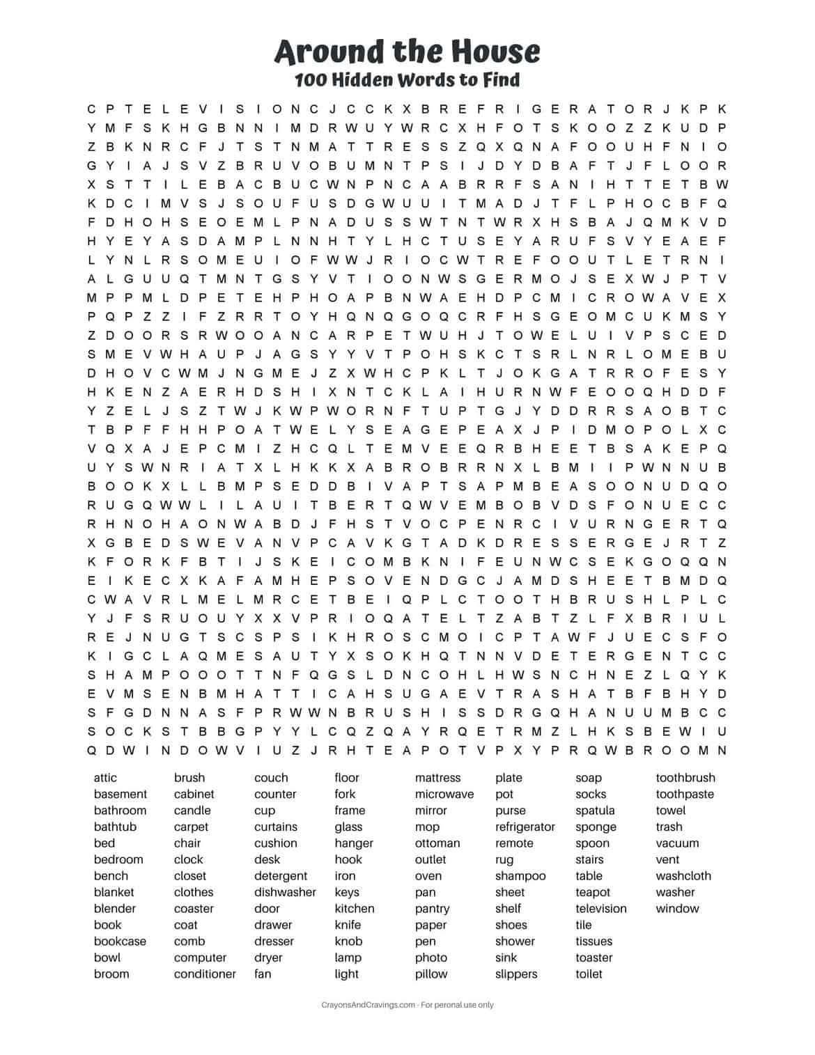100 Word Word Search
