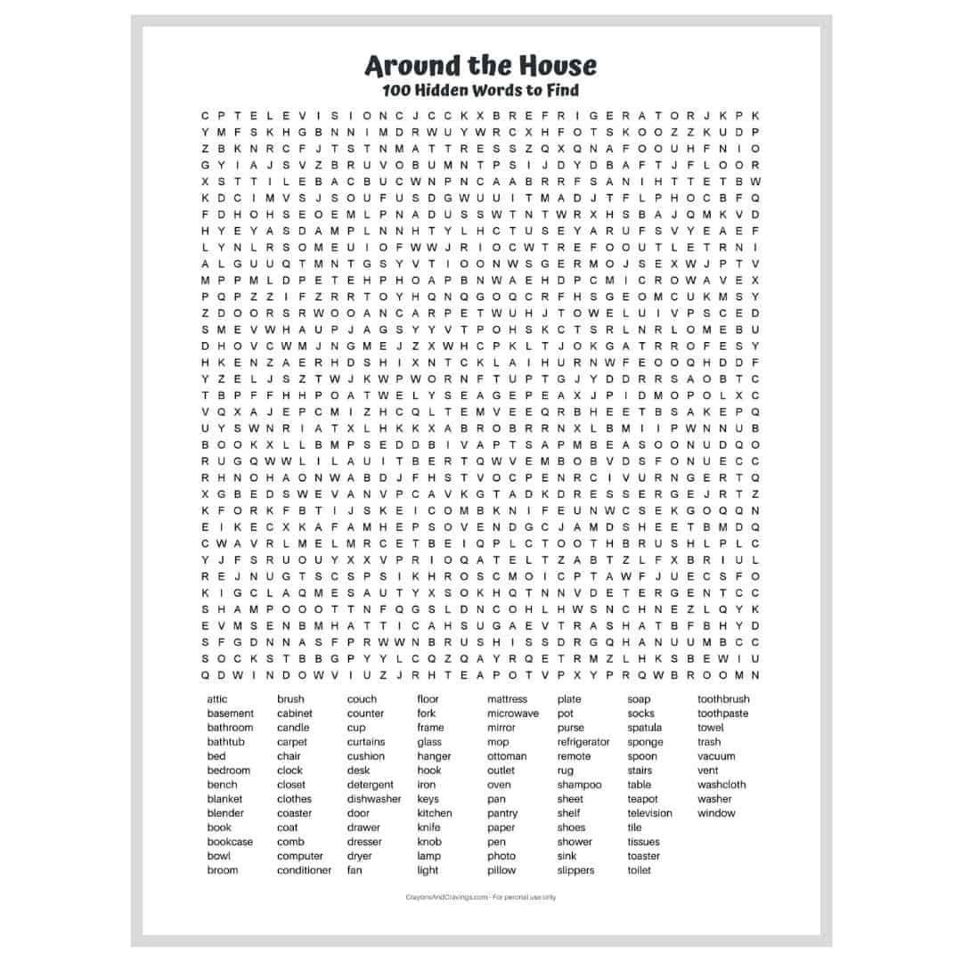 100 Word Word Search