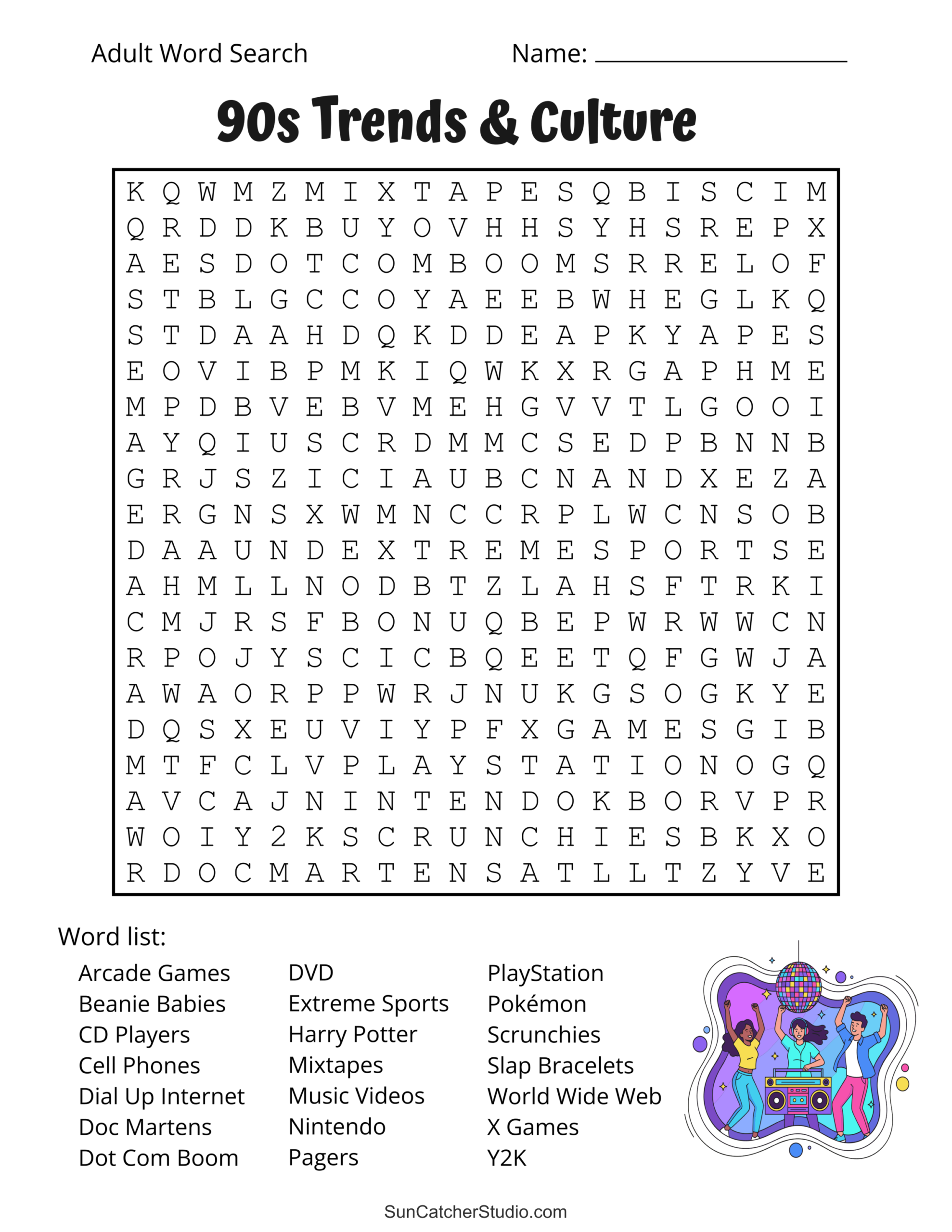 90s Word Search 90s Word Search