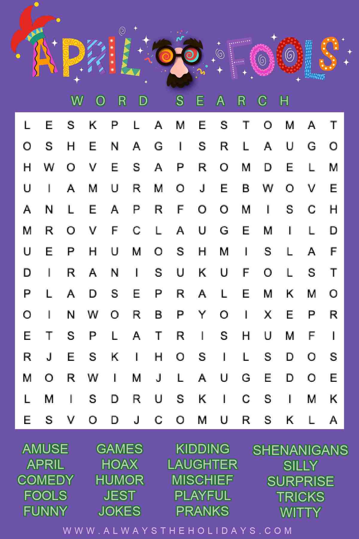 April Fools Word Search Prank