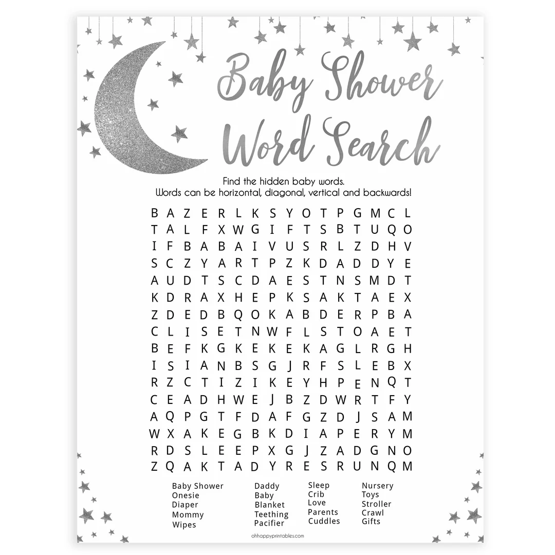 baby shower word search free printable