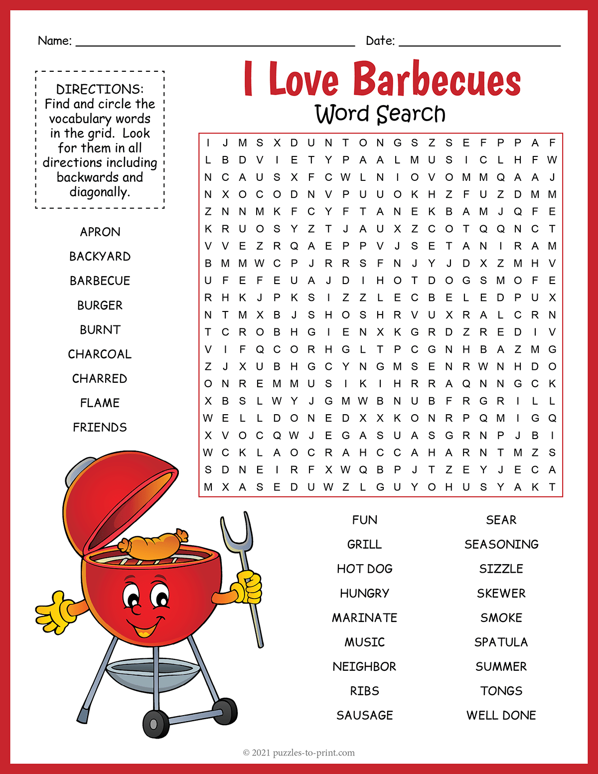 Barbecue Word Search shtml Barbecue Word Search shtml