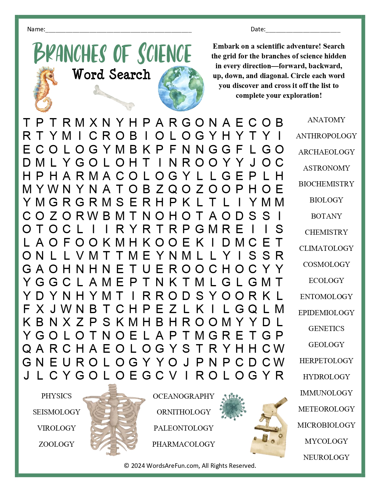 7th grade science word search printable 7th grade science word search printable
